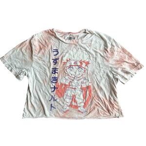 Naruto Peach Tie-Dye Girls Crop T-Shirt size Medium pink graphic tee